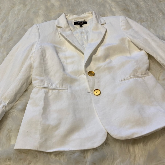 Alex Marie women’s blazer size 8 gold double button Miami Vice vibes linen blend - Picture 3 of 11